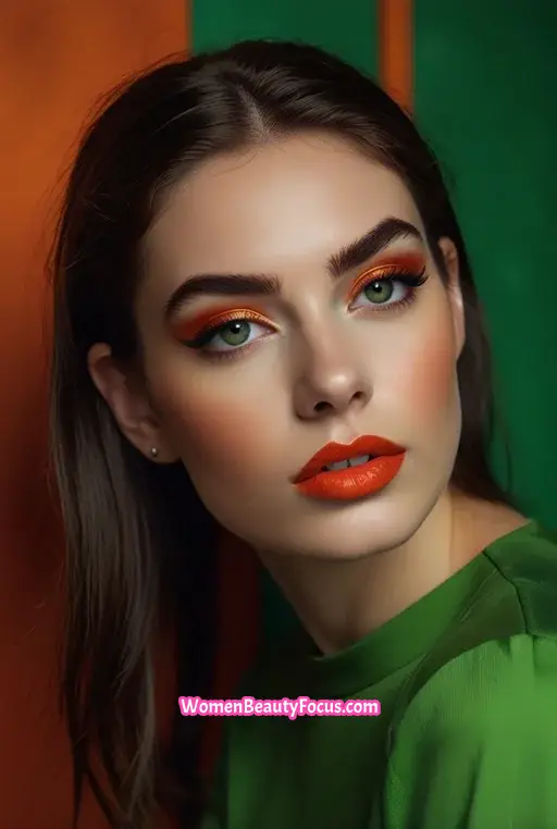 14. Orange Eyeshadow with Bold Eyeliner