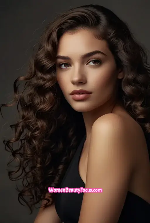 15. Curly Hair with Elegant Side Swept Waves