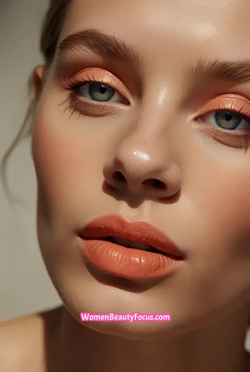 15. Peachy Glow with Defined Cat Eyes
