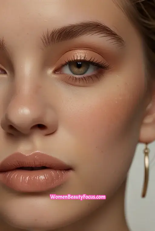 15. Peachy Glow with Light Brown Lipstick