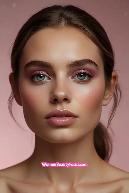 16. Silver Eyeshadow with Pink Lip Gloss