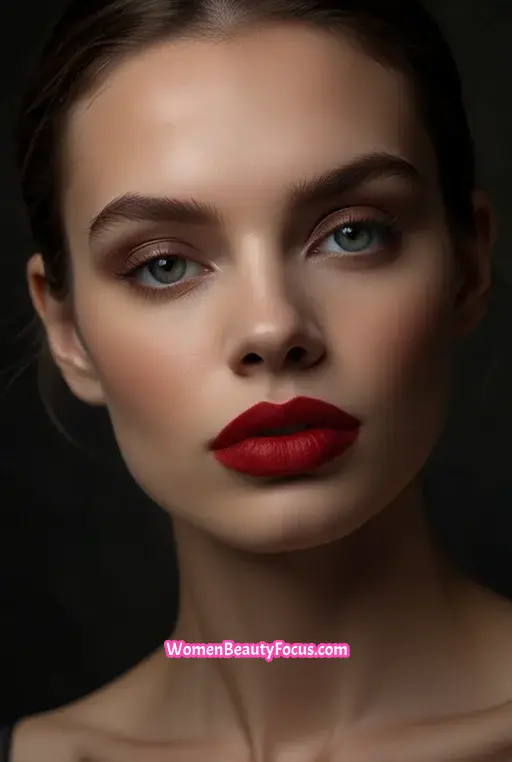 16. Smoky Taupe Eyes with Matte Red Lips