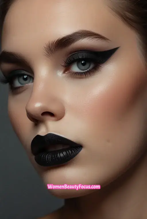 18. Black Eyeshadow with White Liner Accent