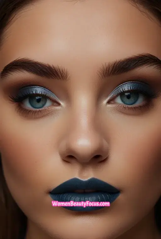 18. Smoky Blue Eyes with Soft Lips