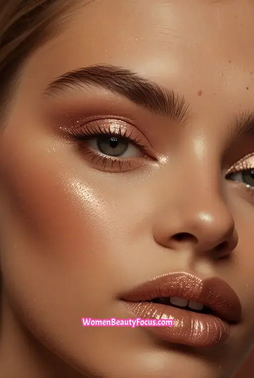 18. Sparkling Rose Gold Eyeshadow for a Glam Look