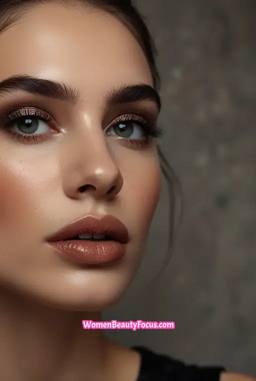 19. Black Glitter Eyes with Glossy Lips