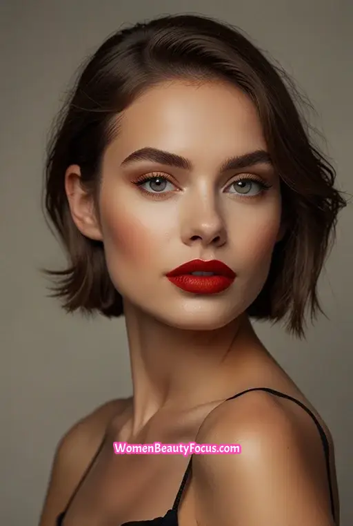 2. Classic Red Lip with Soft Winged Liner