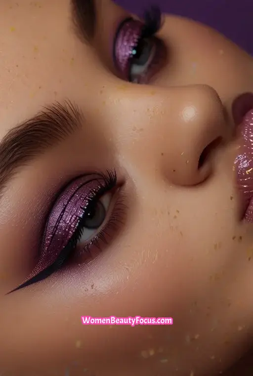 2. Dark Plum Eyeshadow with Glittering Accent
