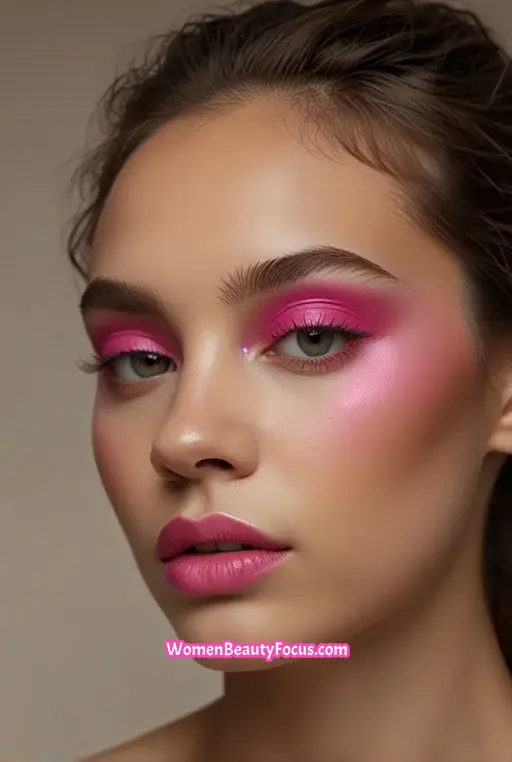 2. Neon Pink Eyes with Soft Lips