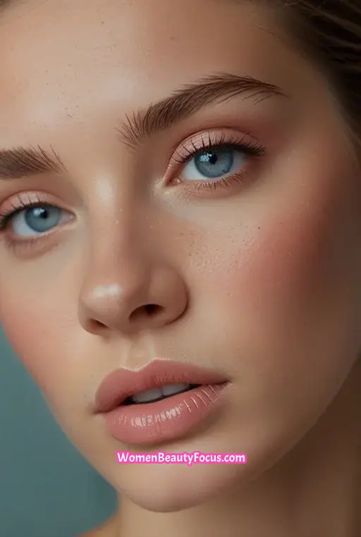 2. Sky Blue Winged Liner with Soft Pink Blush