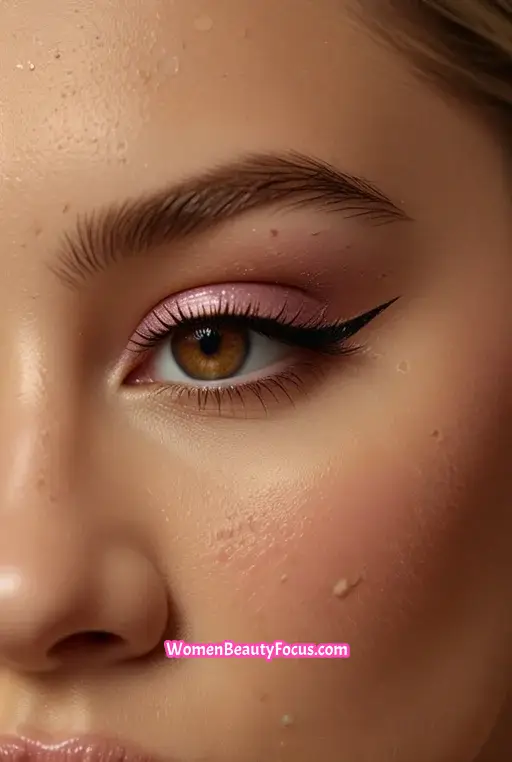 20. Soft Gold Eyes with Pink Glossy Lips