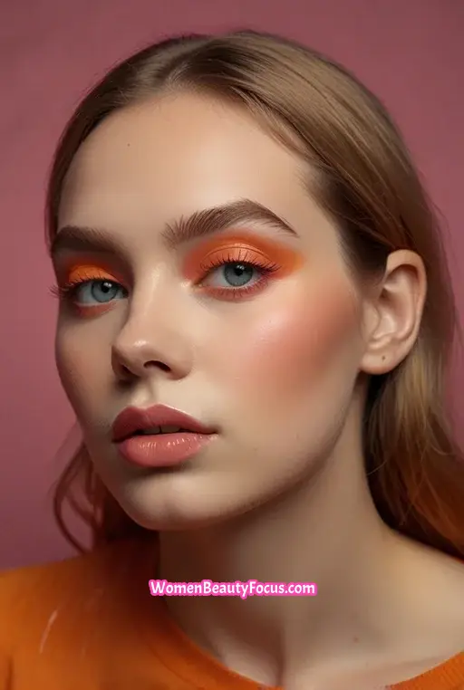 25. Bold Orange Eyeshadow with Pink Liner