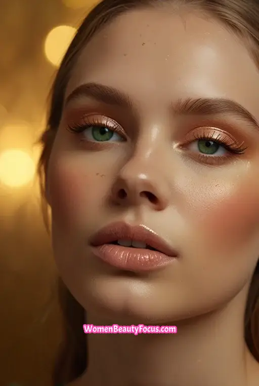 3. Shimmery Gold with a Pop of Pink