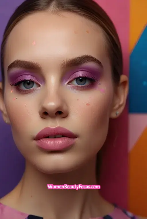 4. Pink Blush and Bright Purple Eyeshadow