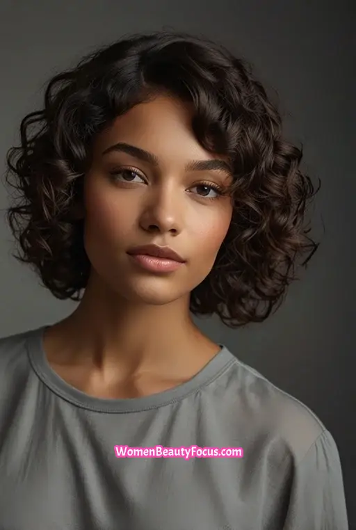 5. Curly Bob with Side Part