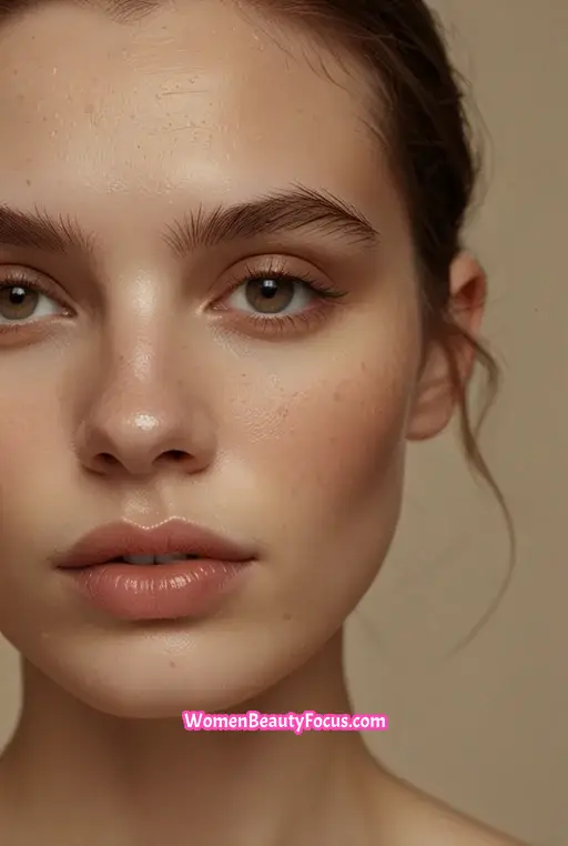 5. Dewy Skin with Soft Brown Eyeshadow