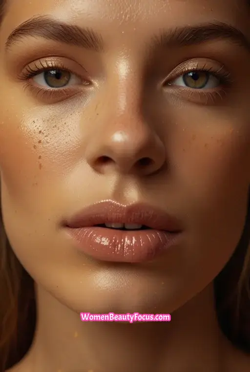5. Glowing Skin with Golden Eyeshadow