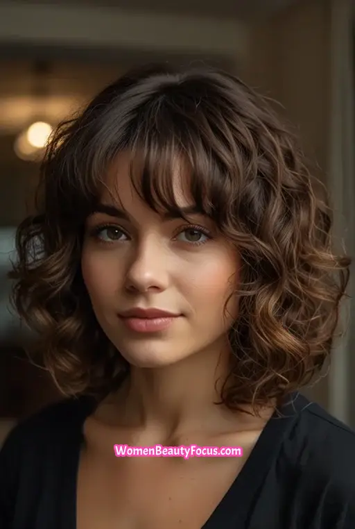 7. Curly Lob with Textured Ends