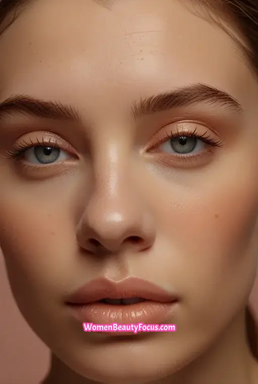8. Soft Peachy Eyeshadow with Glossy Lips