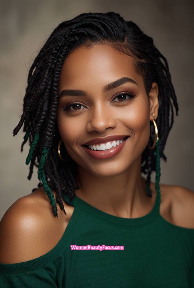 1. Classic Shoulder-Length Locs with Side Part