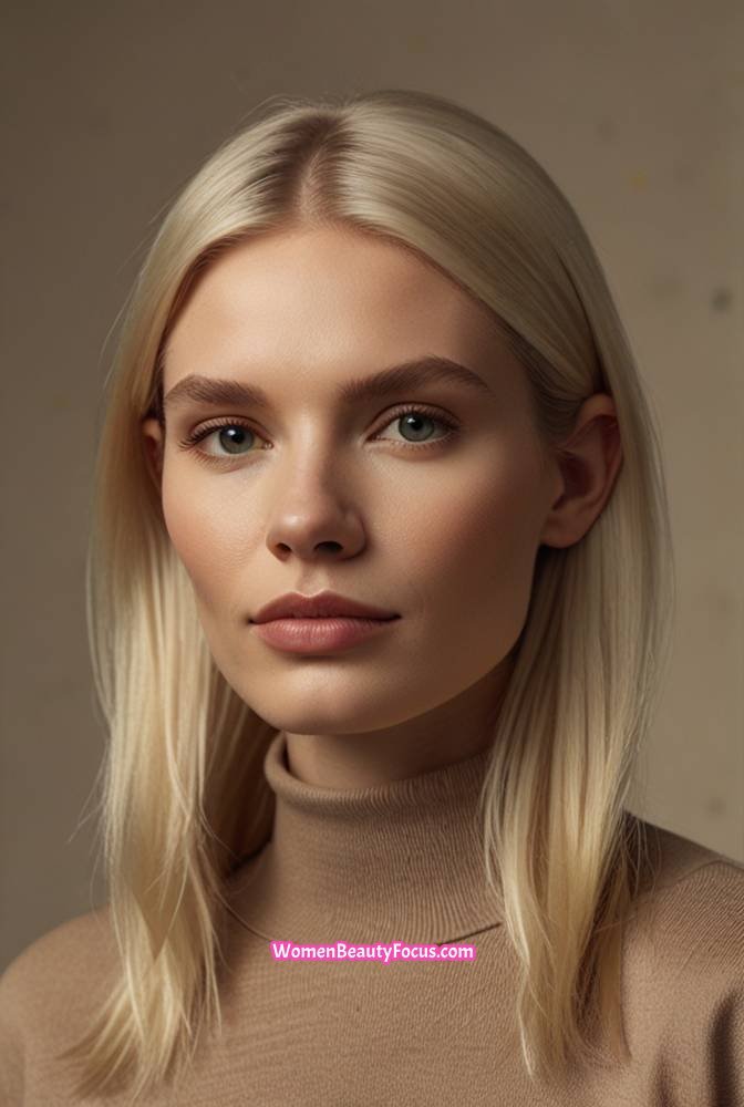 11. Straight Blonde Hair with Tucked-Behind-Ears Look