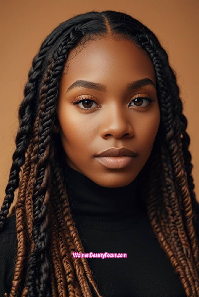 12. Jumbo Knotless Braids with Boho Curls
