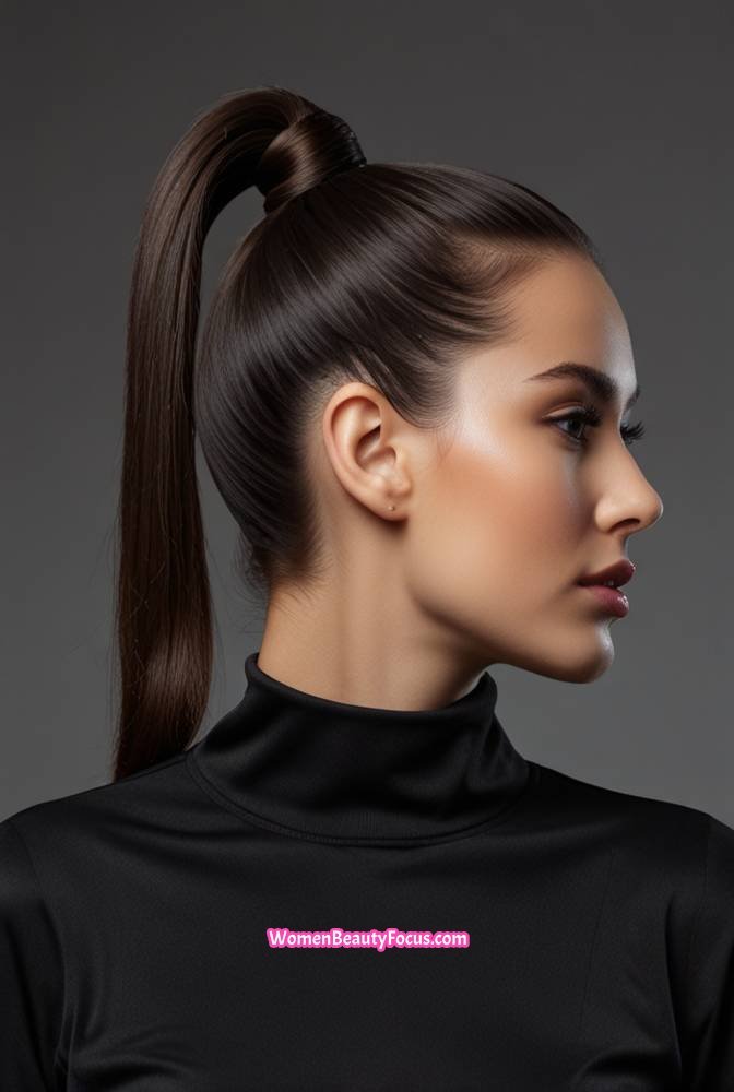 14. Bubble Ponytail with Sleek Edges