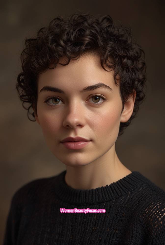 14. Curly Short Pixie with Natural Volume