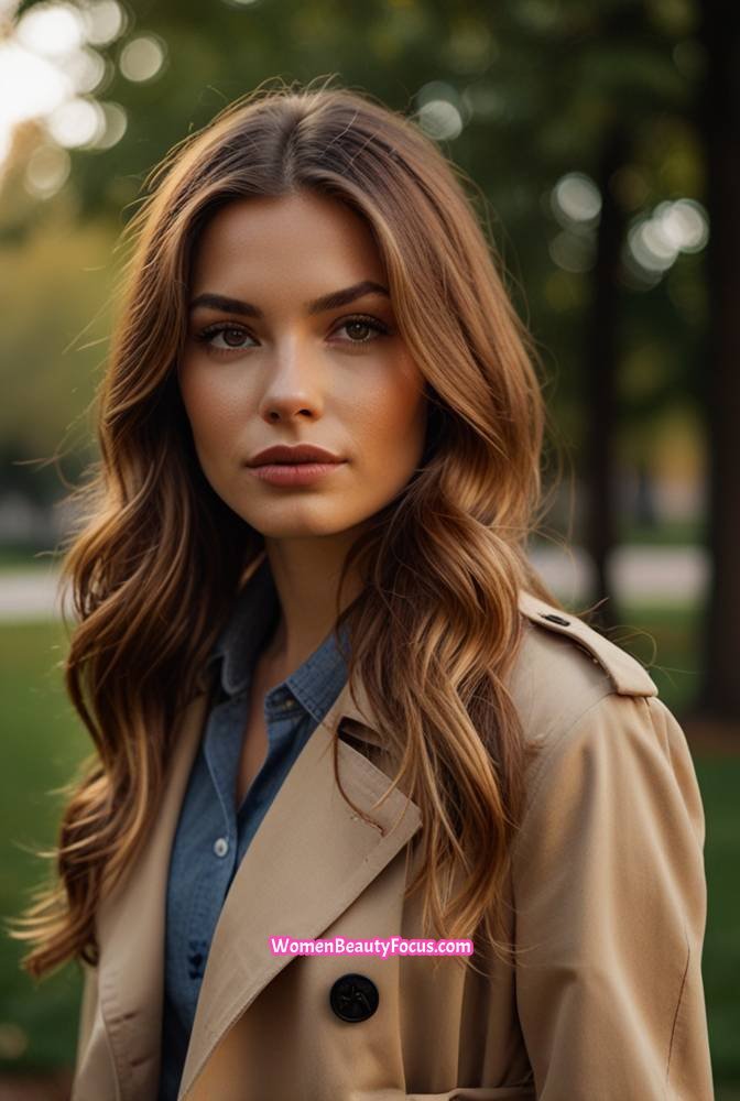 15. Cinnamon Brown with Warm Honey Balayage