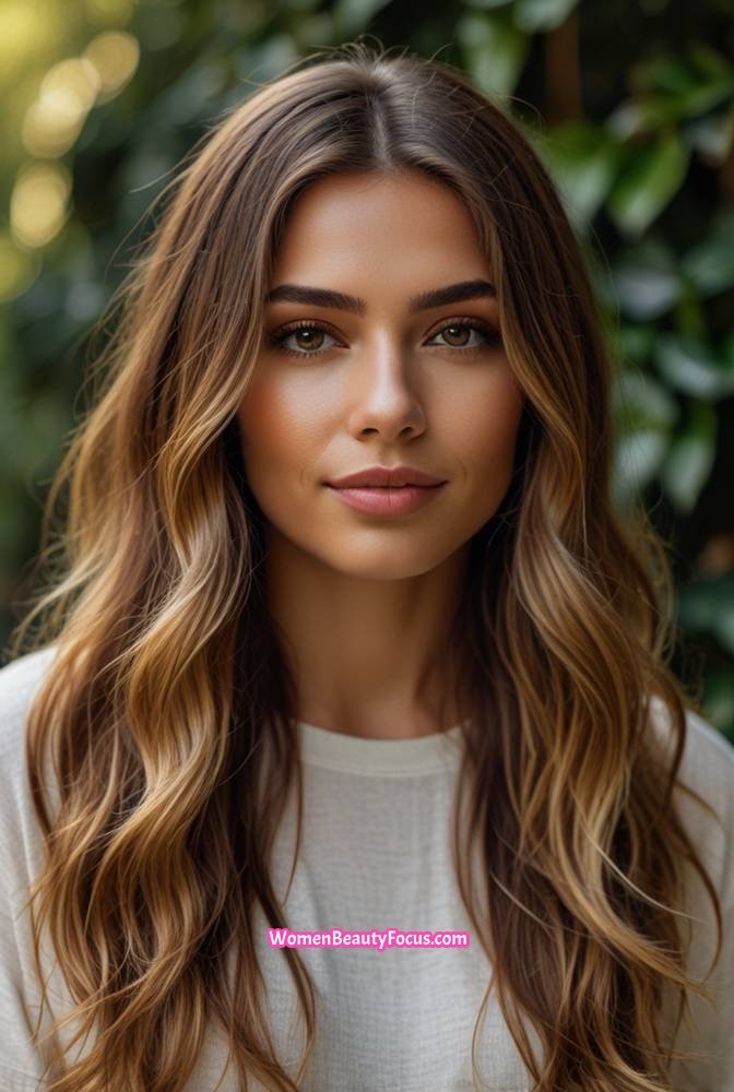 16. Layered Waves with Balayage Highlights