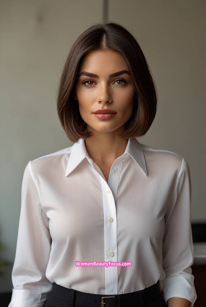 16. Sleek Short Blunt Cut with Middle Part