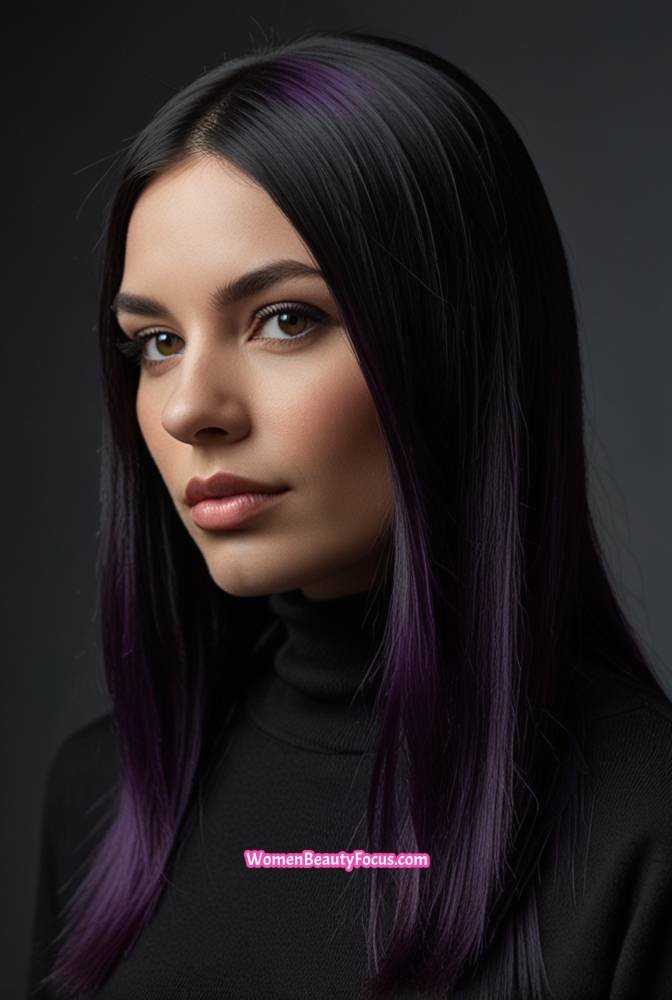 17. Straight Hair with Hidden Underdye Color