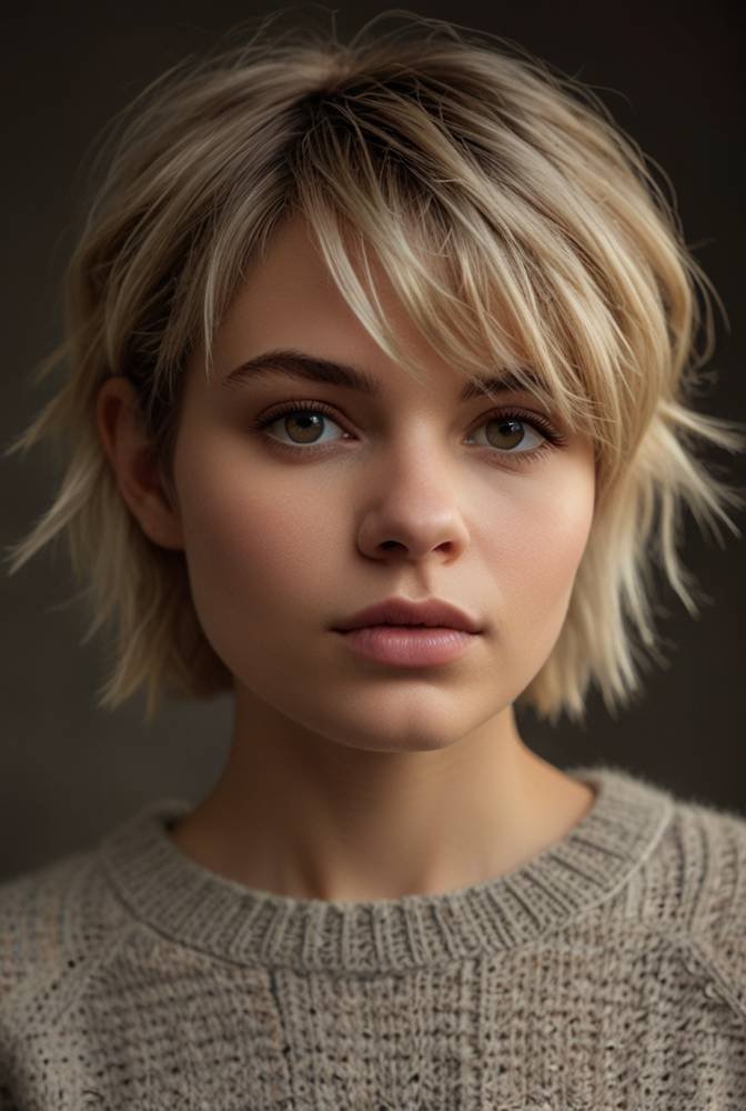 17. Tousled Pixie with Long Bangs