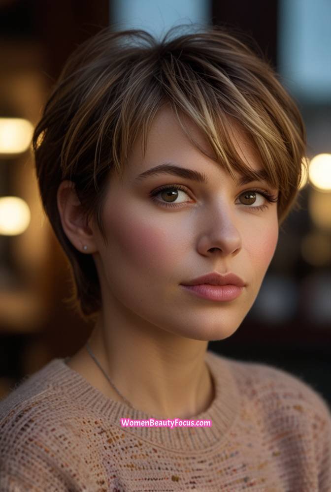 2. Tousled Short Pixie with Side-Swept Bangs