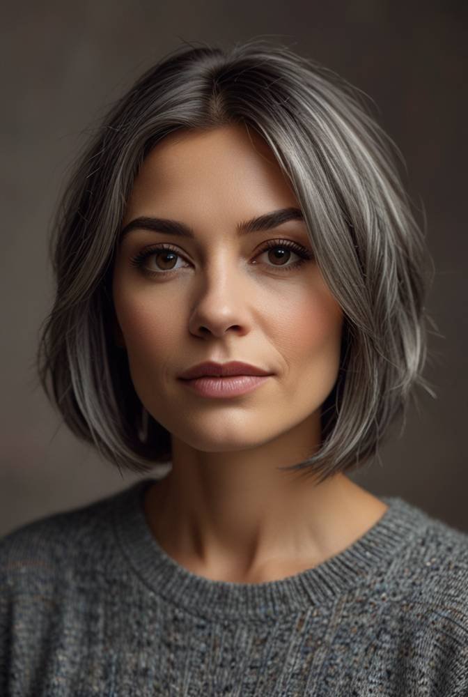 20. Bob with Salt-and-Pepper Highlights