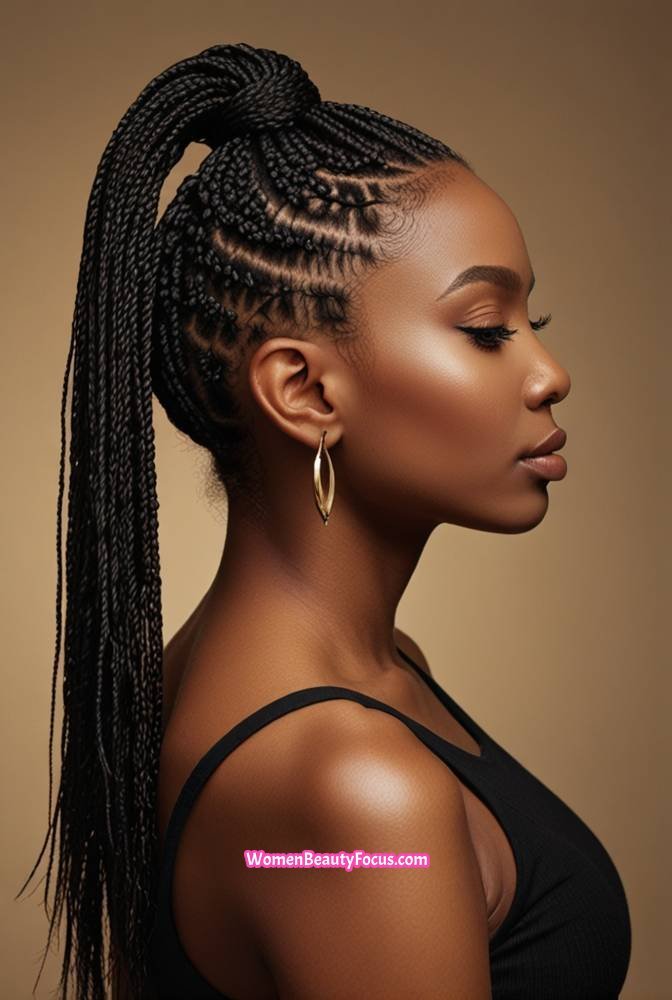 21. Micro Braids with a High Ponytail