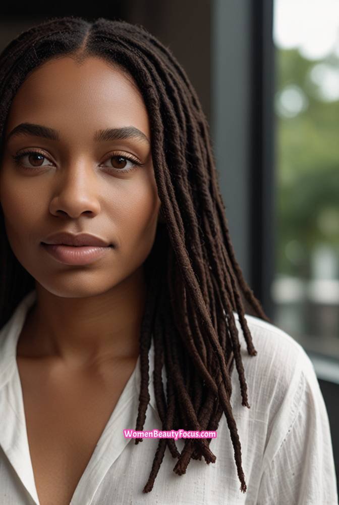21. Micro Locs with a Middle Part