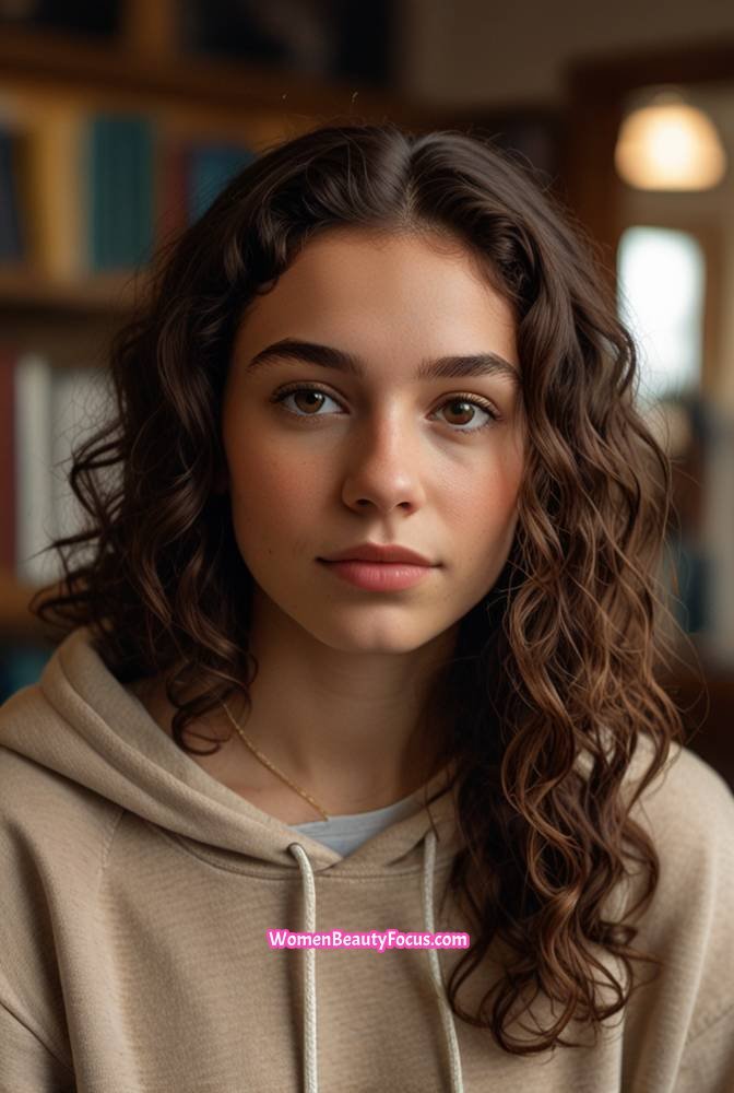 23. Shoulder-Length Curls with Middle Part