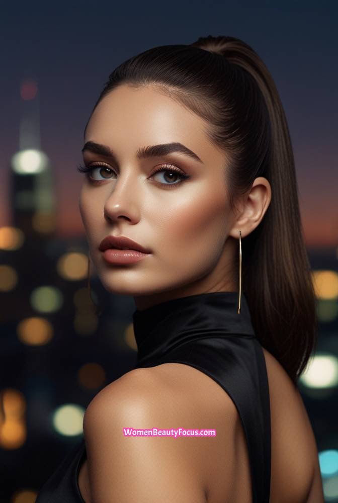 23. Sleek High Ponytail with Middle Part