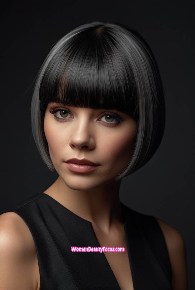 24. Glossy Grey Bob with Sleek Finish