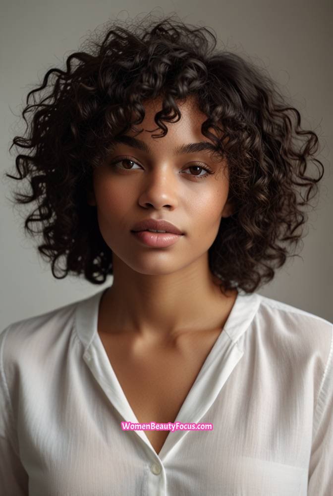 24. Shoulder-Length Bob with Fluffy Curls