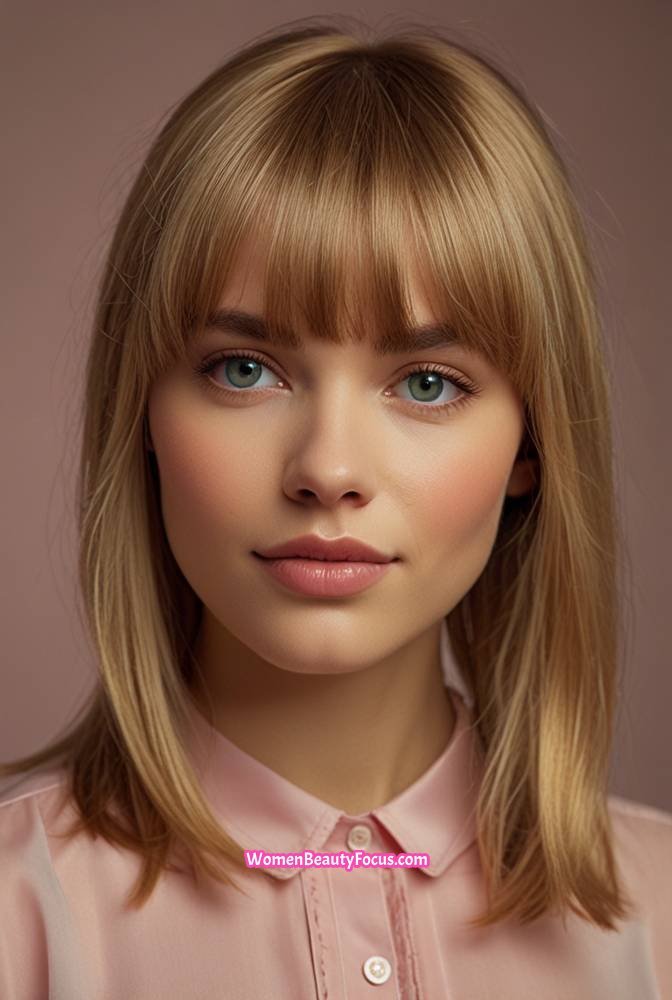 24. Straight Hair with Soft Wispy Bangs