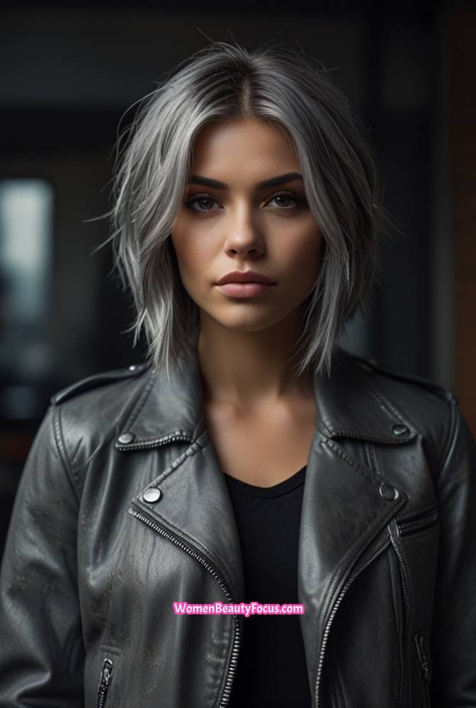 3. Choppy Grey Bob with Textured Layers