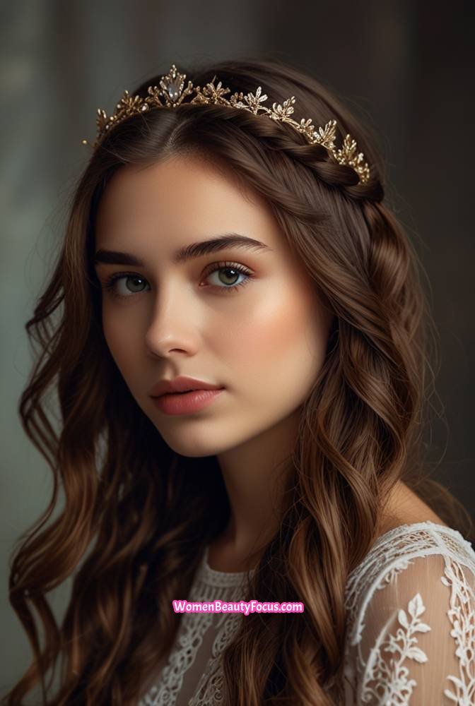4. Half-Up Twisted Crown with Long Waves