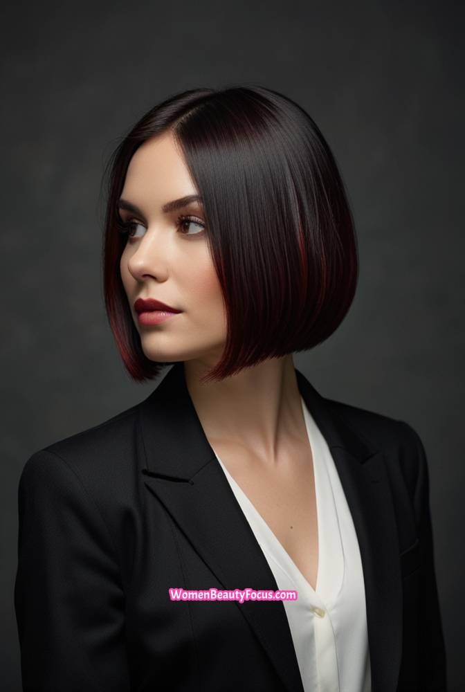 4. Shoulder-Length Bob with Subtle Red Highlights