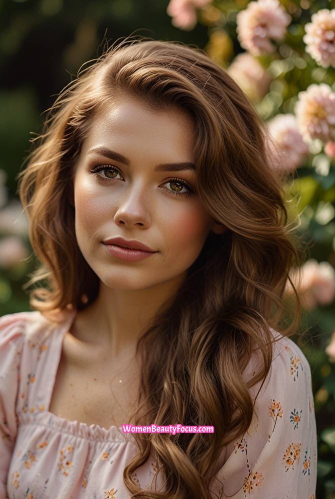 4. Warm Honey Brown with Loose Curls