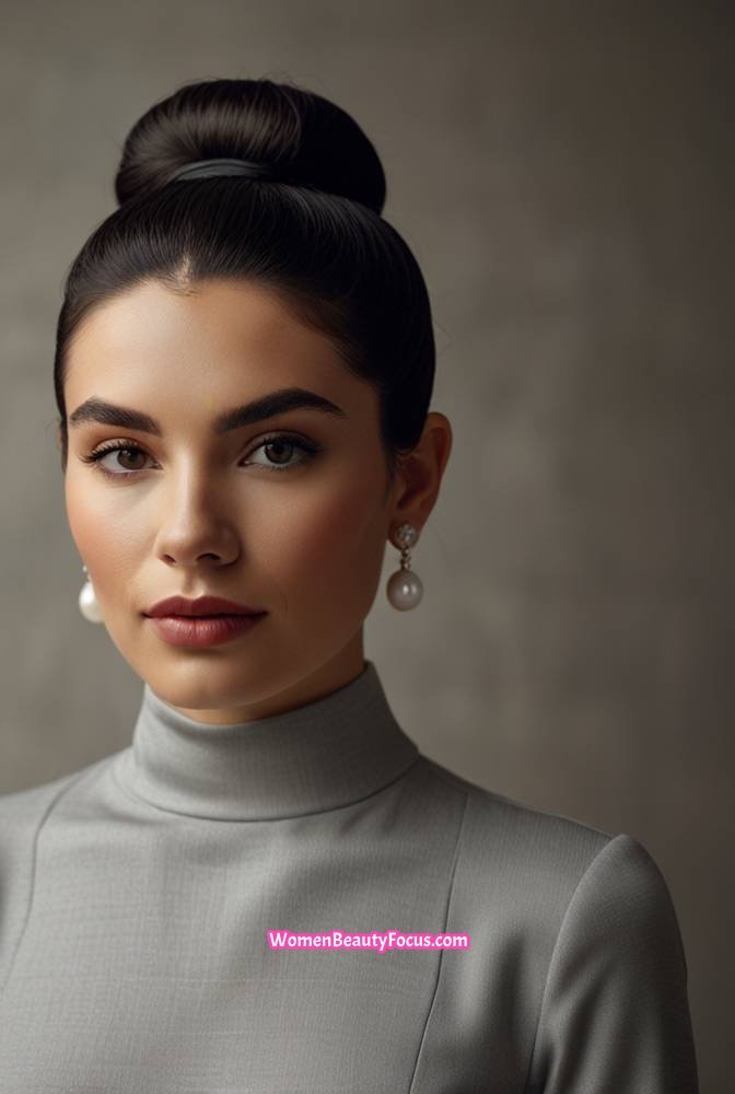 5. Classic Sleek Bun with a Middle Part