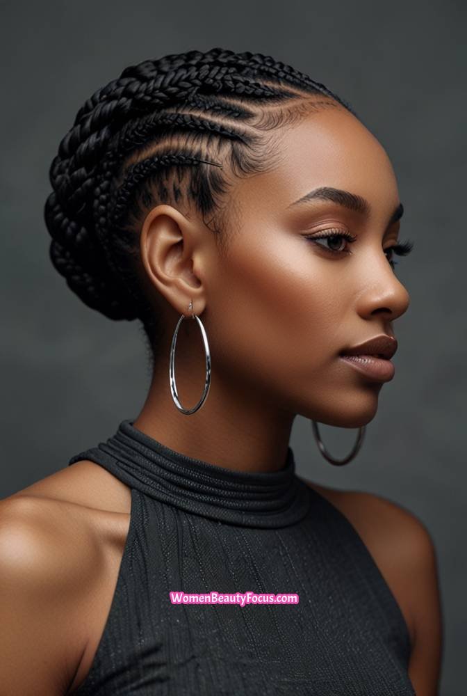 6. Cornrow Braids into a Low Bun