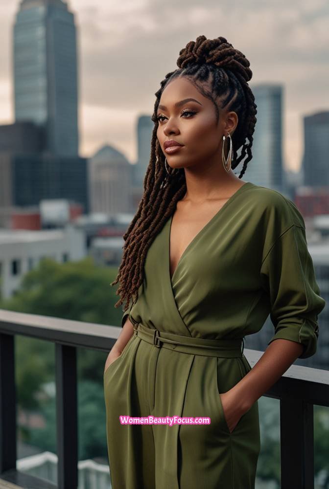 6. Thick Faux Locs in a Half-Up, Half-Down Style