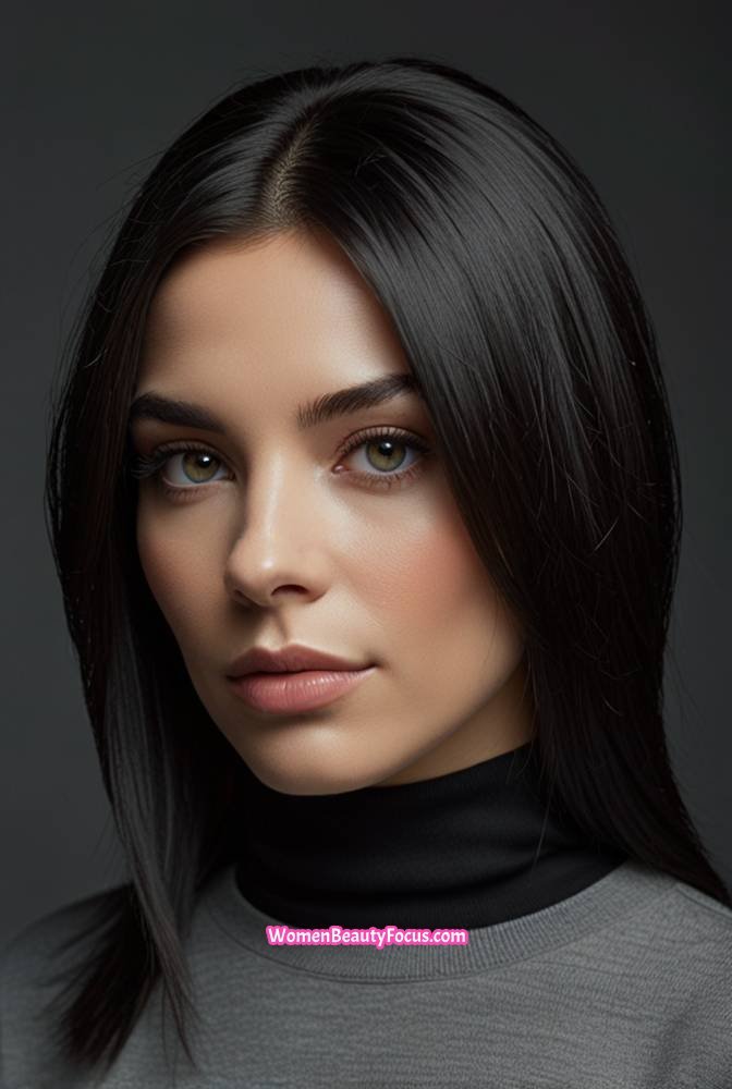 7. Long Straight Hair with a Deep Side Part